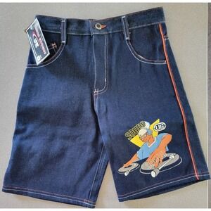 Urban Species Denim Shorts DJ‎ Graphic Orange Trim Y2K Vintage Size 7